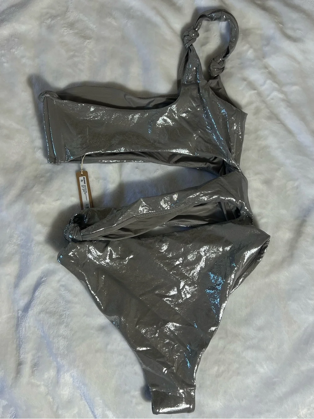 Skims Liquid Shine Swim Knotted One Shoulder Monokini